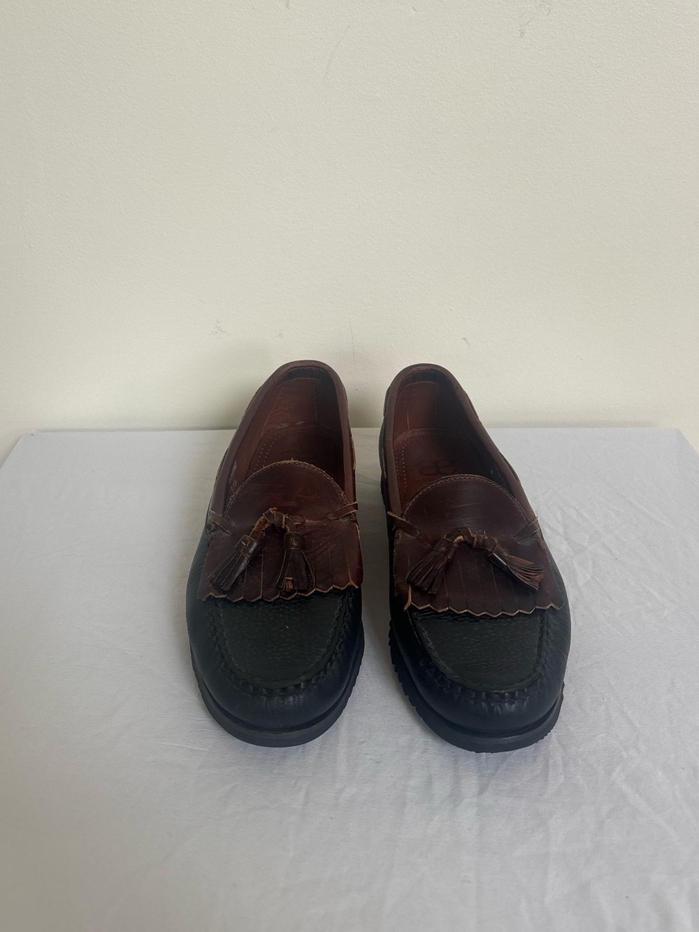 Allen Edmonds Nashua Mens Shoes Moccasin Loafer Black & Brown Leather Size 10D